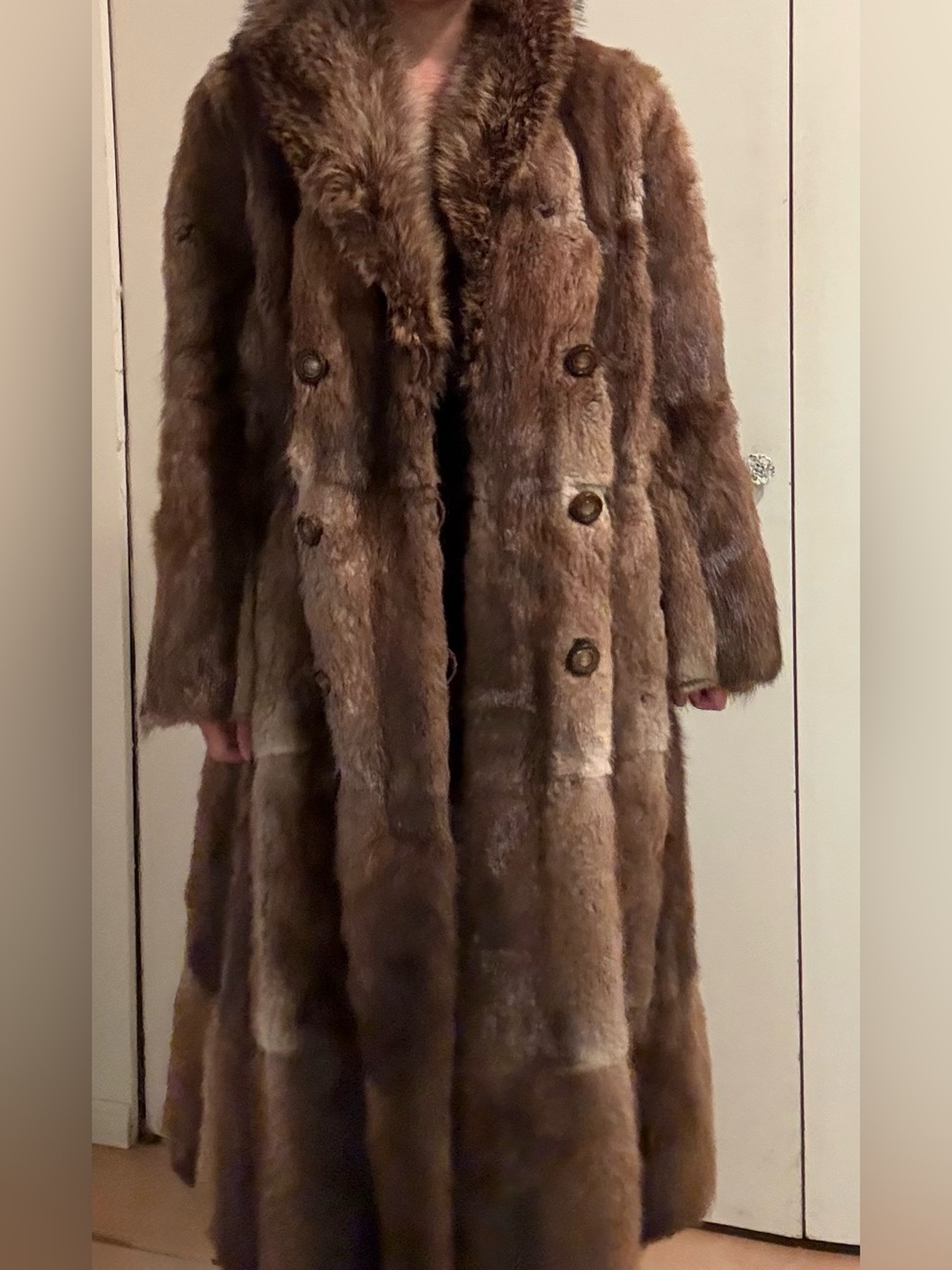 Luxurious Brown Full-Length Fur Coat